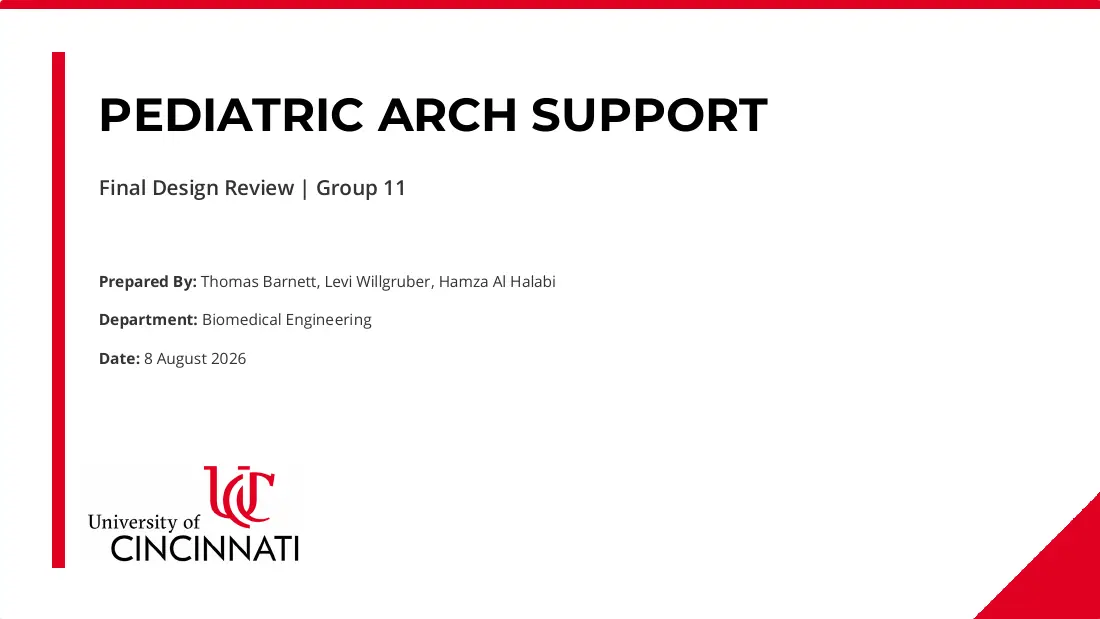 Pediatric arch support: final design review, page 1 of 15