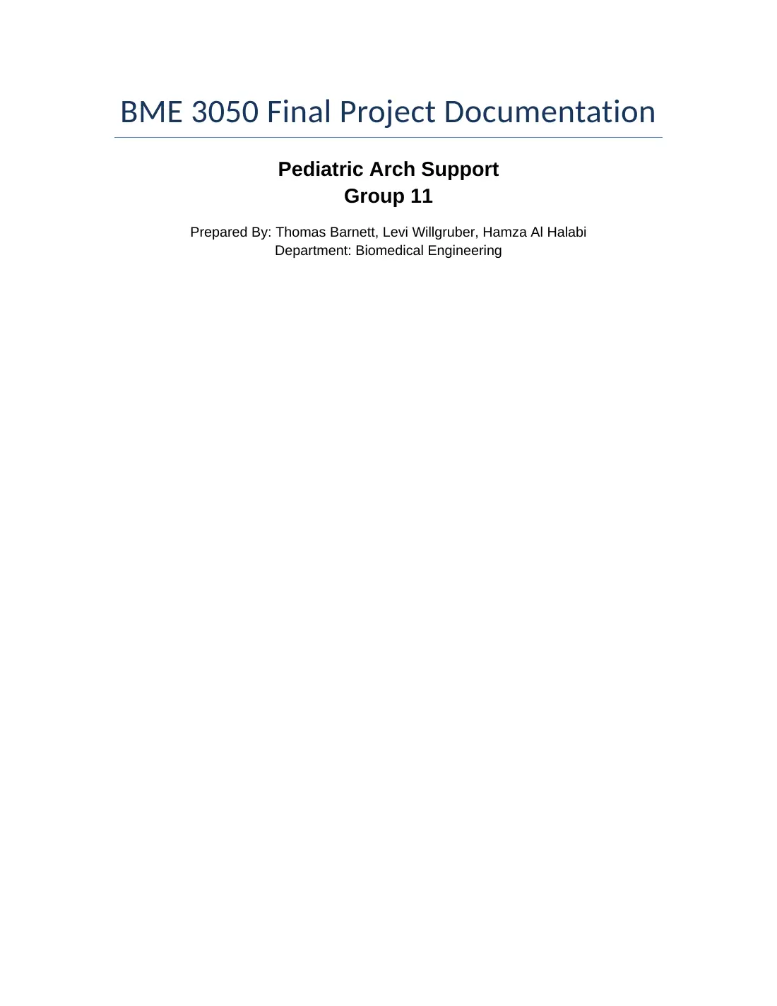 Pediatric arch support: final project documentation, page 1 of 23