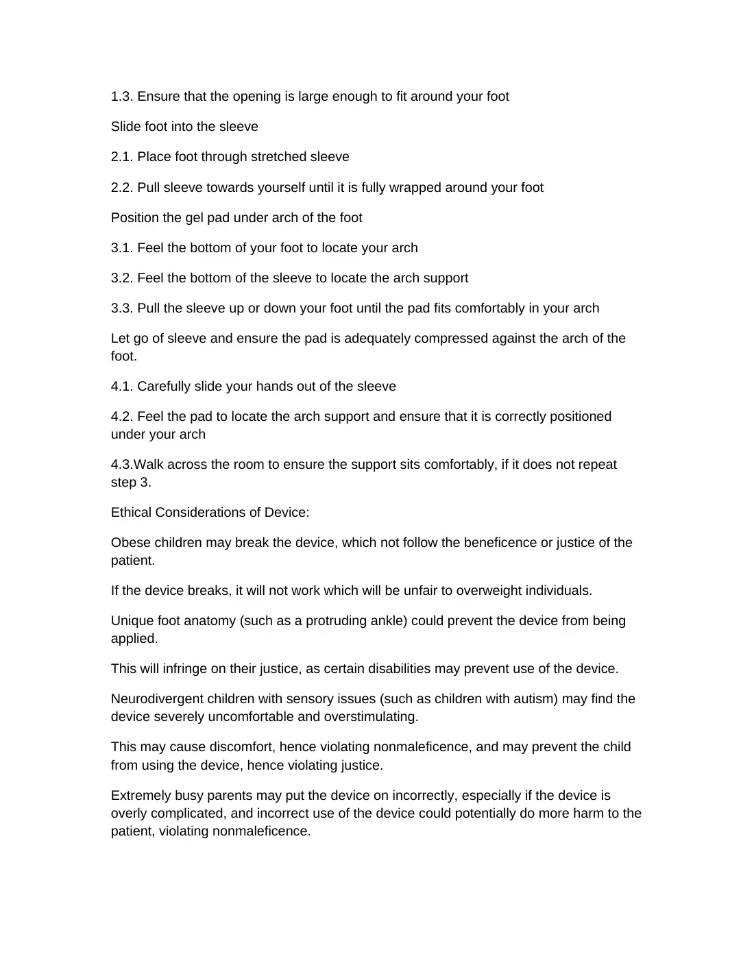 Pediatric arch support: final project documentation, page 12 of 23