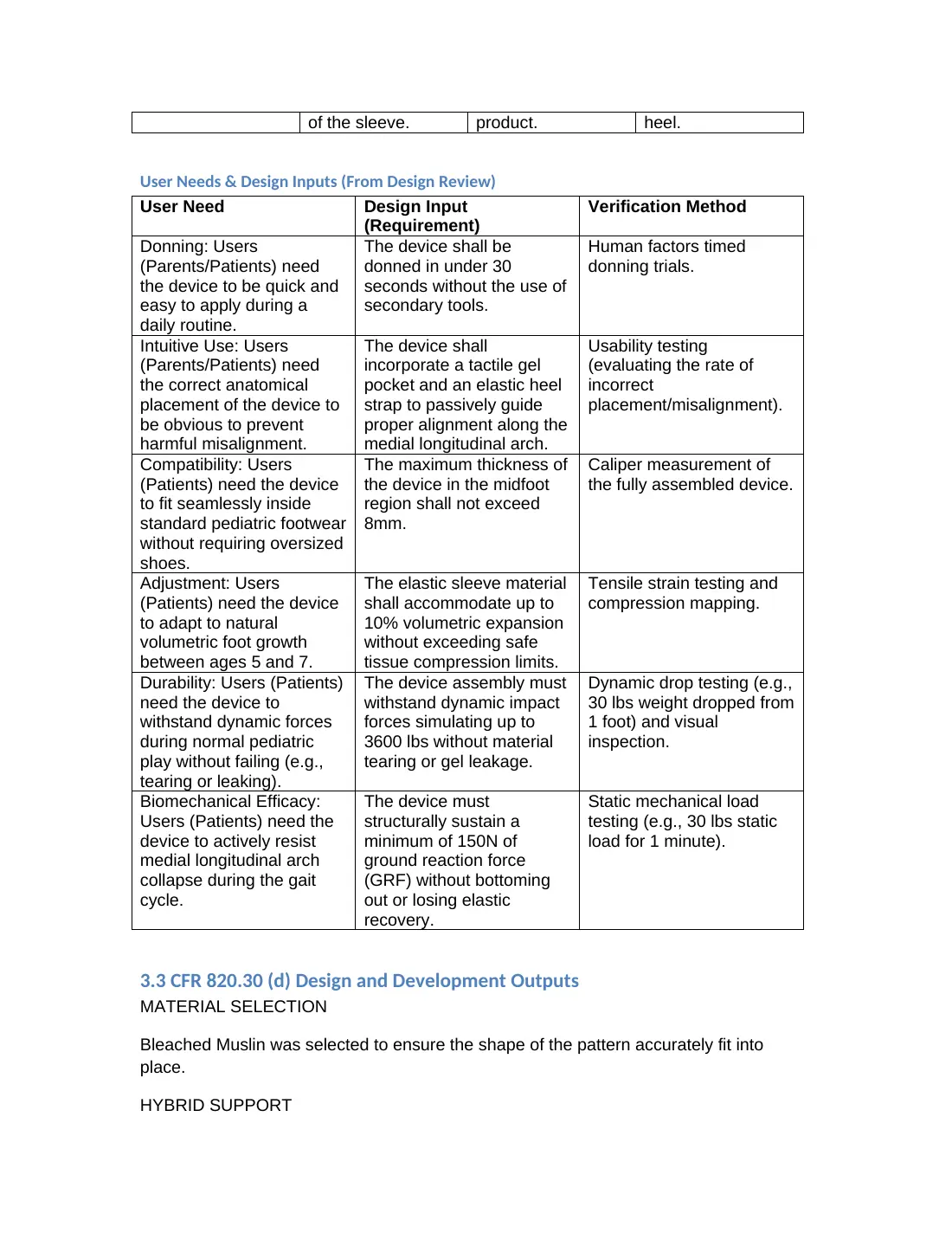Pediatric arch support: final project documentation, page 15 of 23