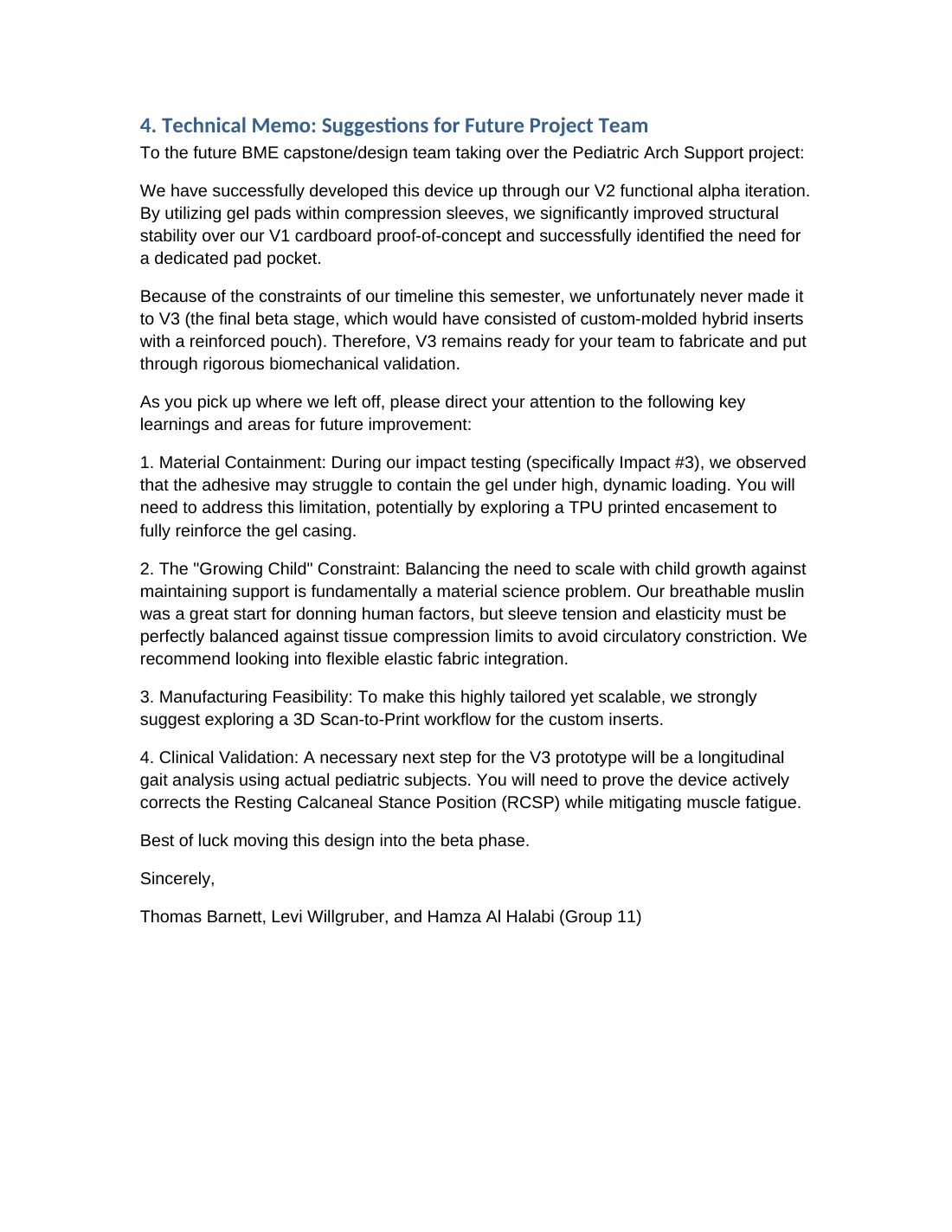 Pediatric arch support: final project documentation, page 23 of 23