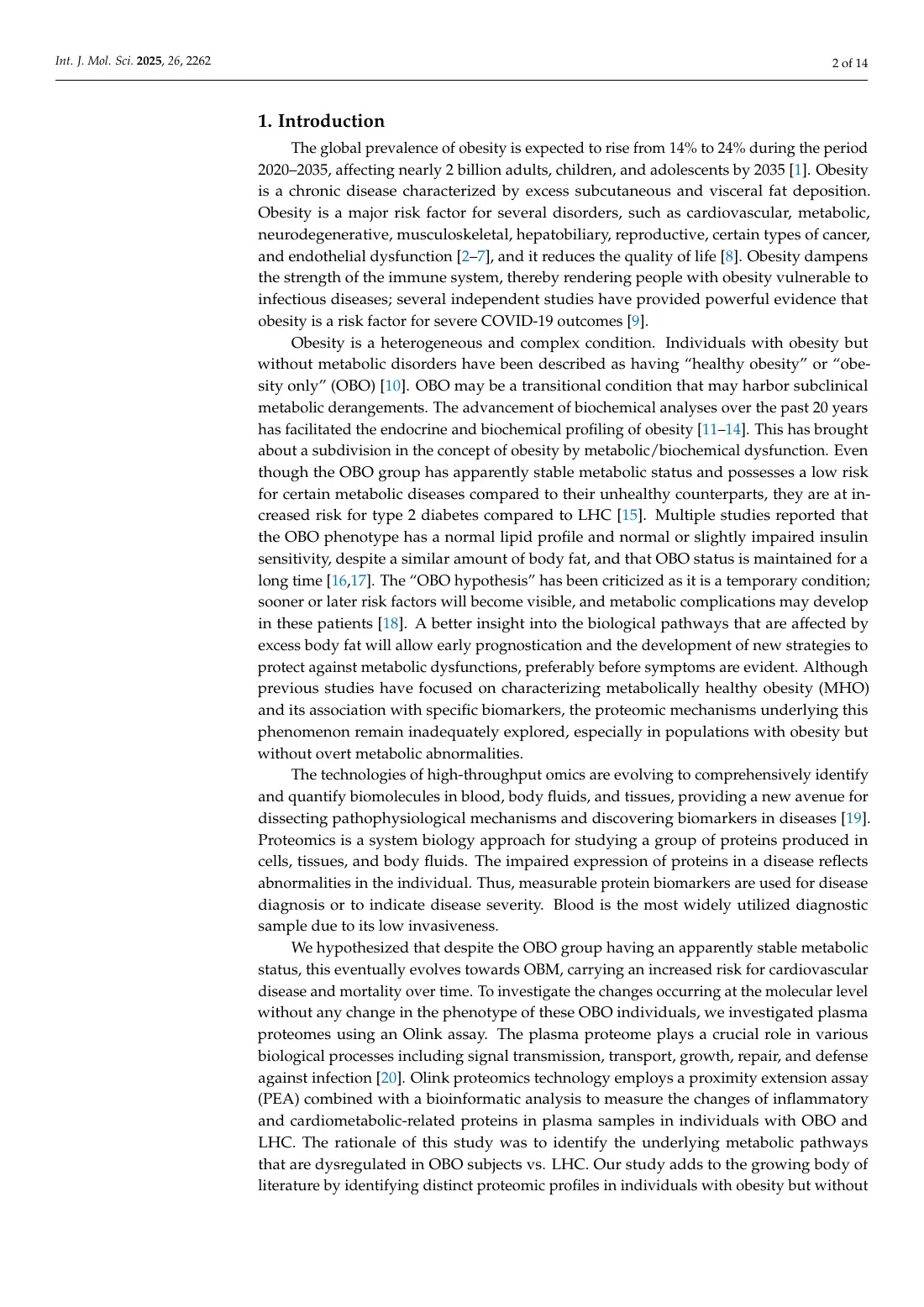 Metabolically Healthy Obesity Is Characterized by a Distinct Proteome Signature, page 2 of 14
