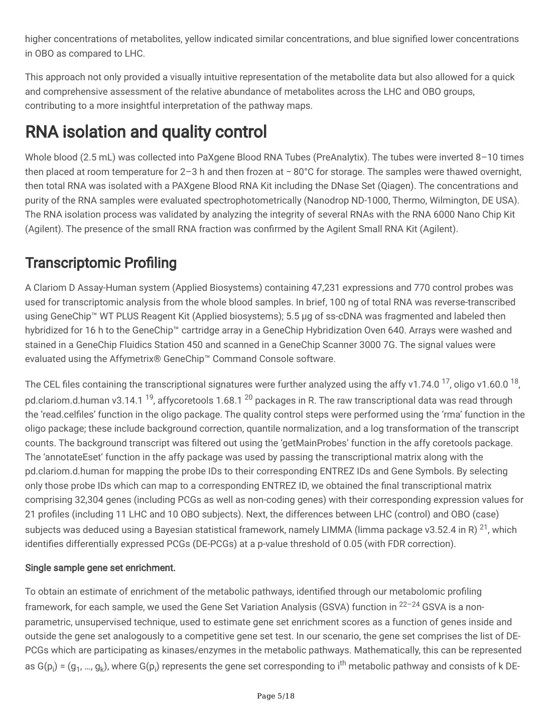 Serum Metabolites and Whole Blood Transcriptome in Metabolically Healthy Obesity (preprint), page 5 of 18