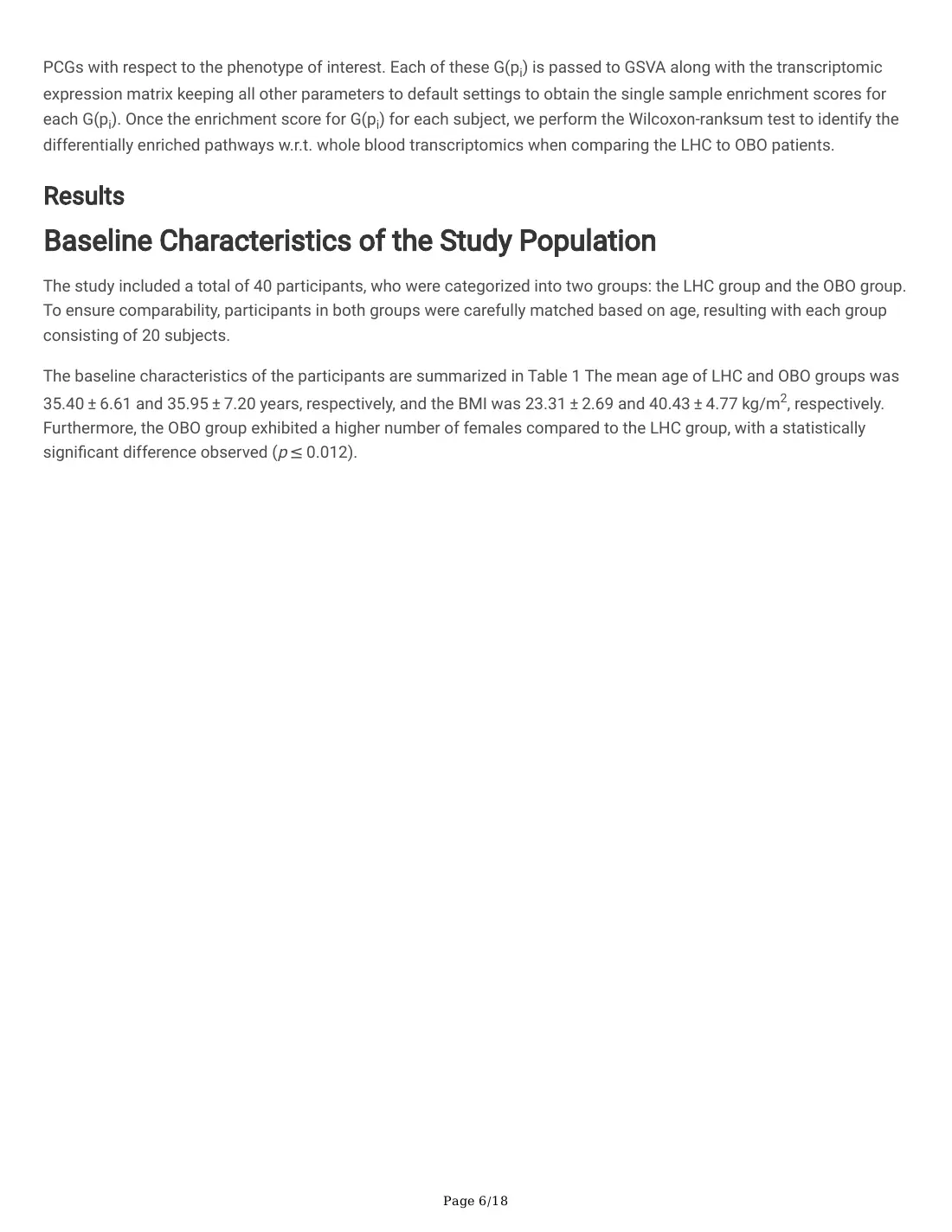 Serum Metabolites and Whole Blood Transcriptome in Metabolically Healthy Obesity (preprint), page 6 of 18