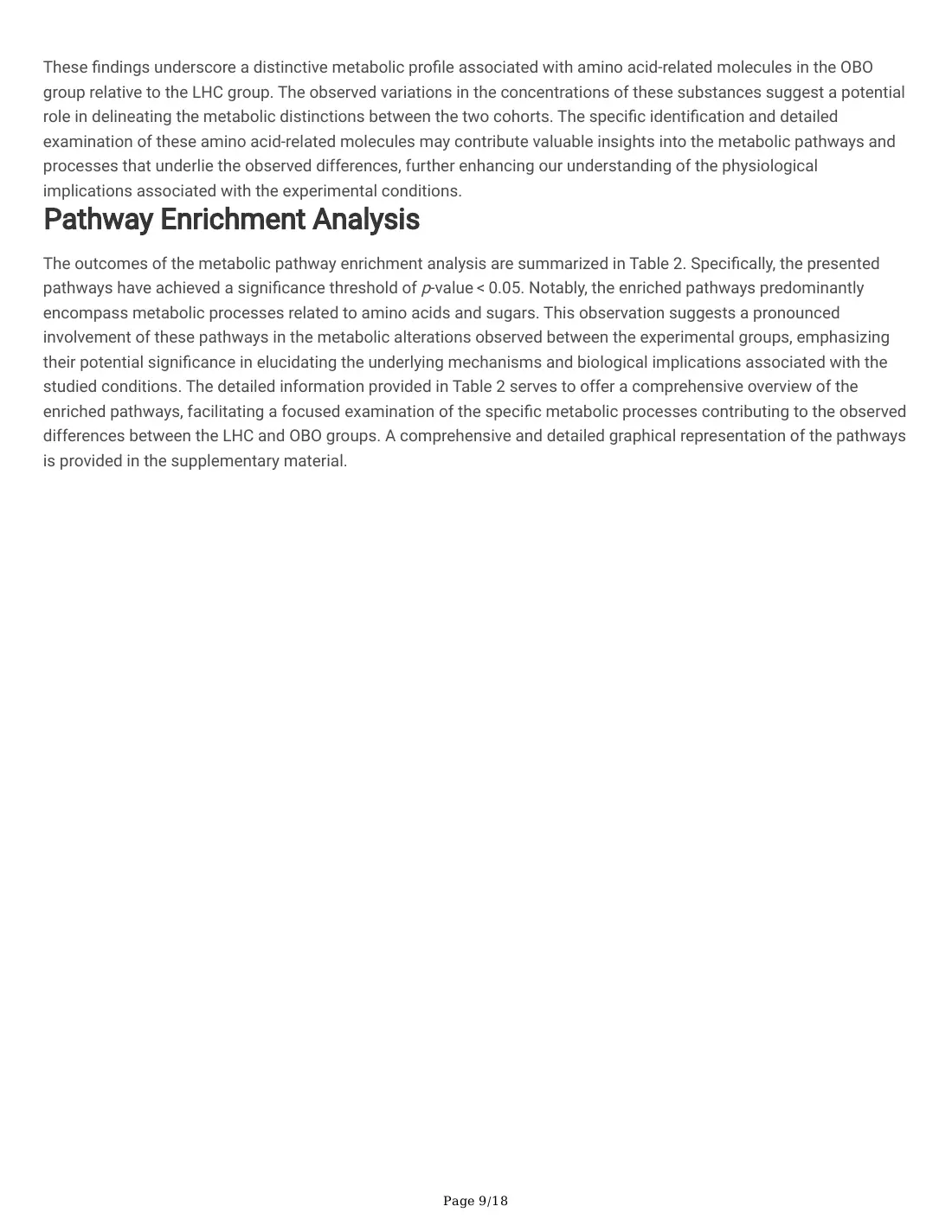 Serum Metabolites and Whole Blood Transcriptome in Metabolically Healthy Obesity (preprint), page 9 of 18