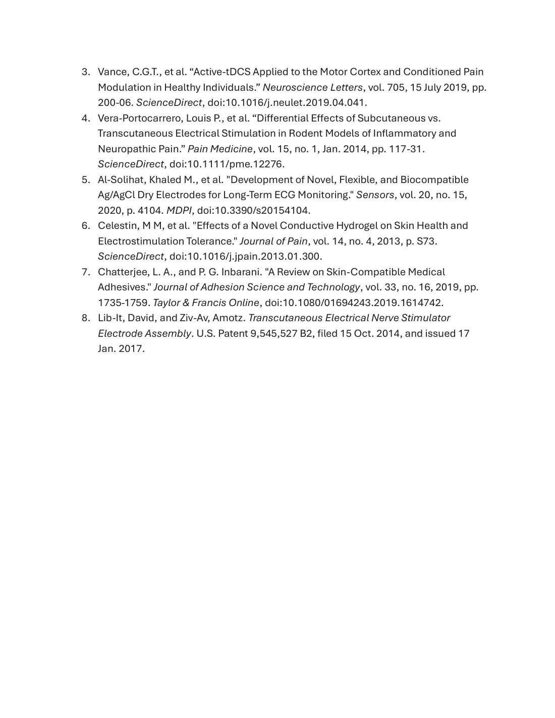 Wearable TENS systems: literature review, page 9 of 9